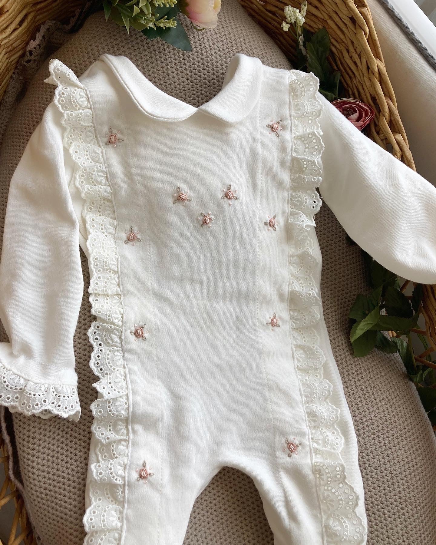 Multi-Flowered Jumpsuit and Flat Hat