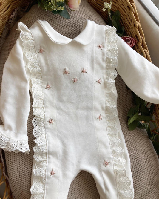 Multi-Flowered Jumpsuit and Flat Hat