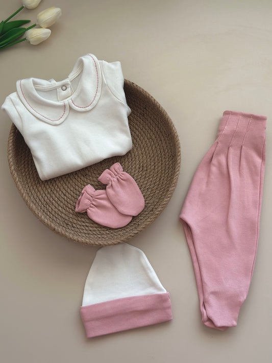 Dusty Rose 4 Piece Hospital Set (Body, Pants, Beanie and Gloves)