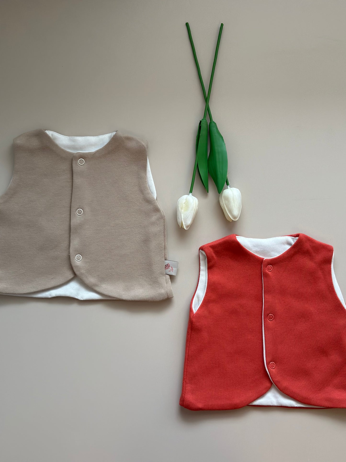 2'li Yelek - Sütlü Kahve & Kiremit