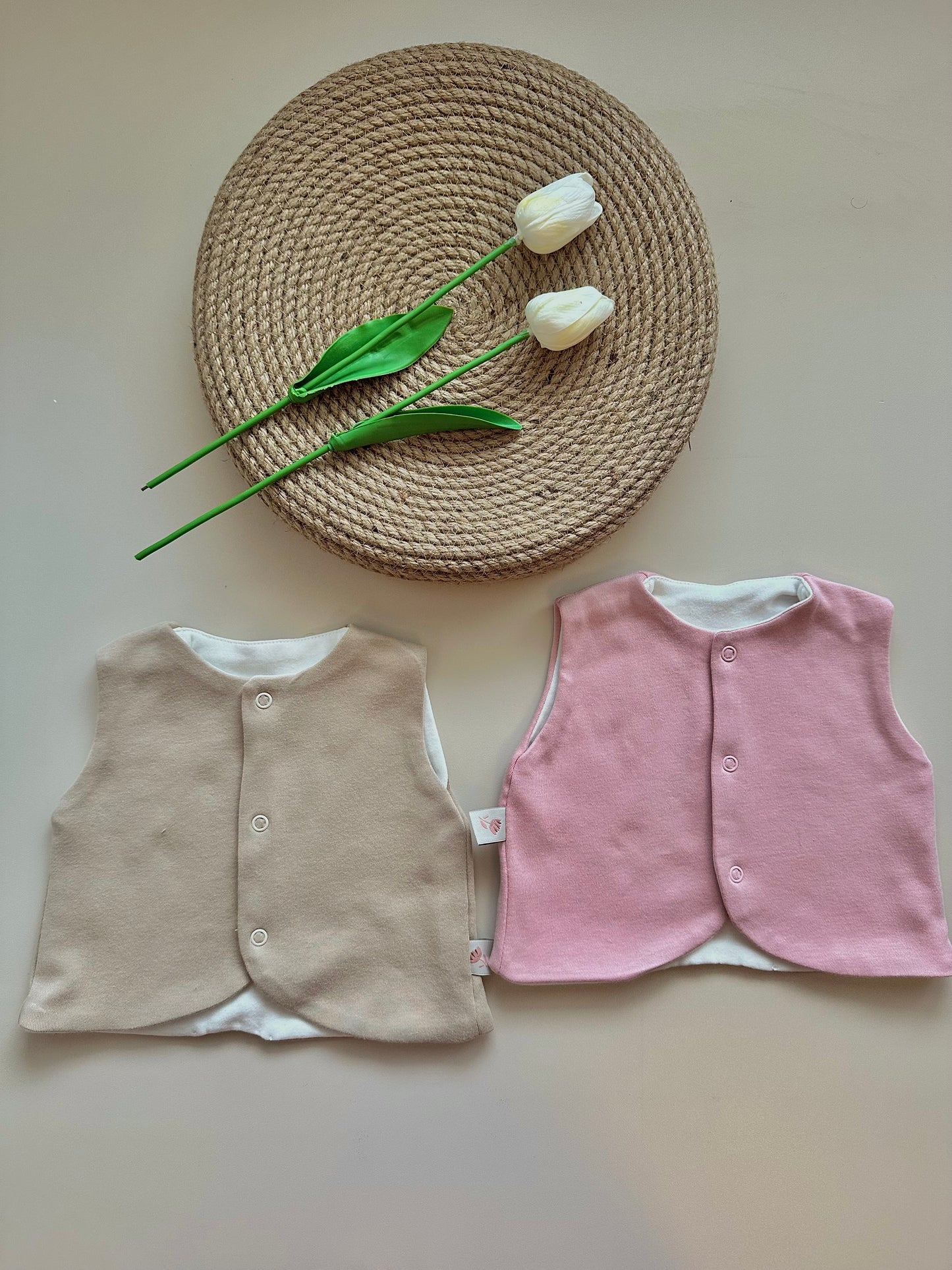 2'li Yelek - Gül Kurusu & Sütlü Kahve