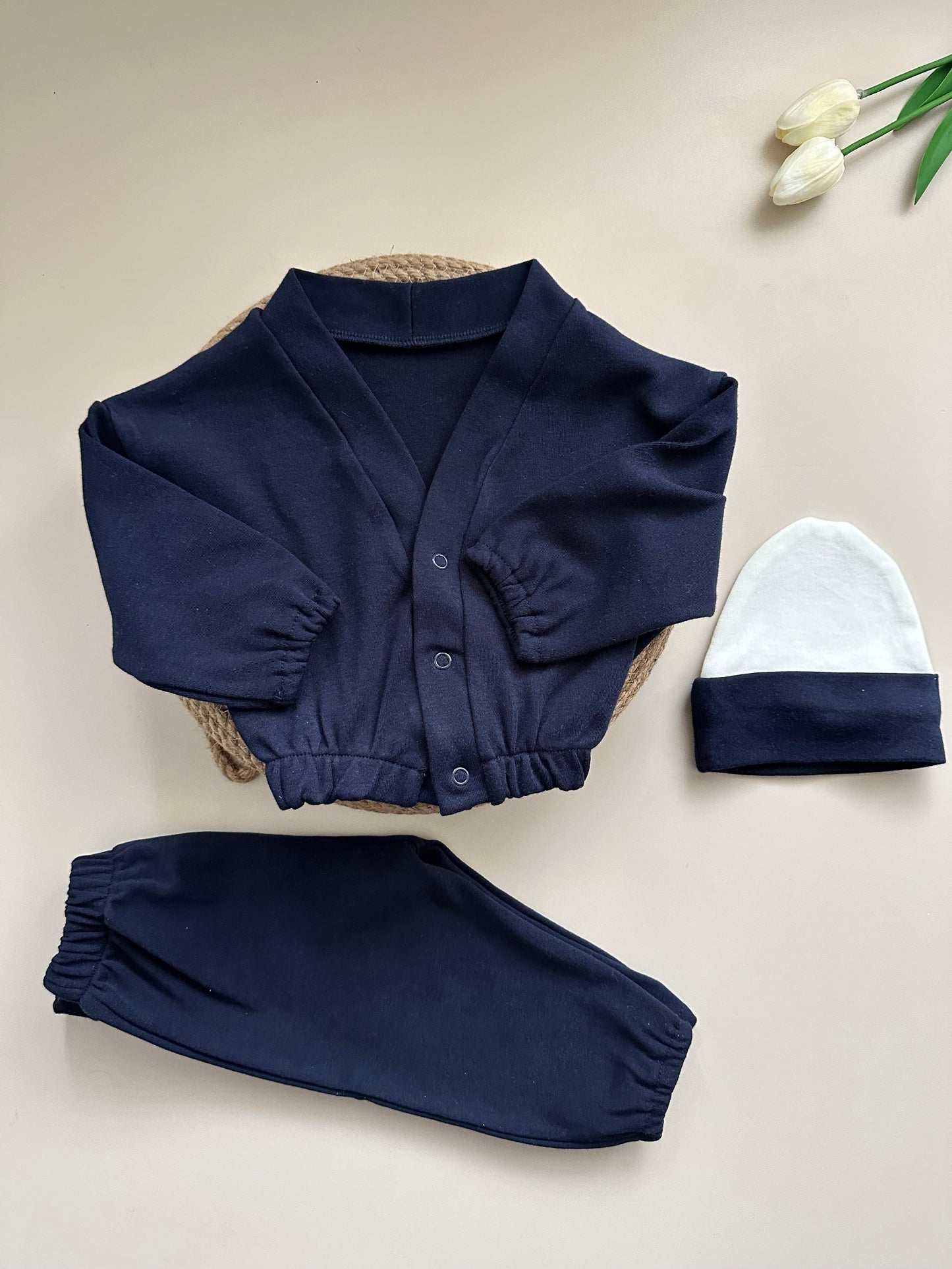 Lacivert Ceket-Pantolon-Bere Takım - %100 Pamuk