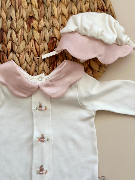 Pink Carrot Bunny Jumpsuit and Hat