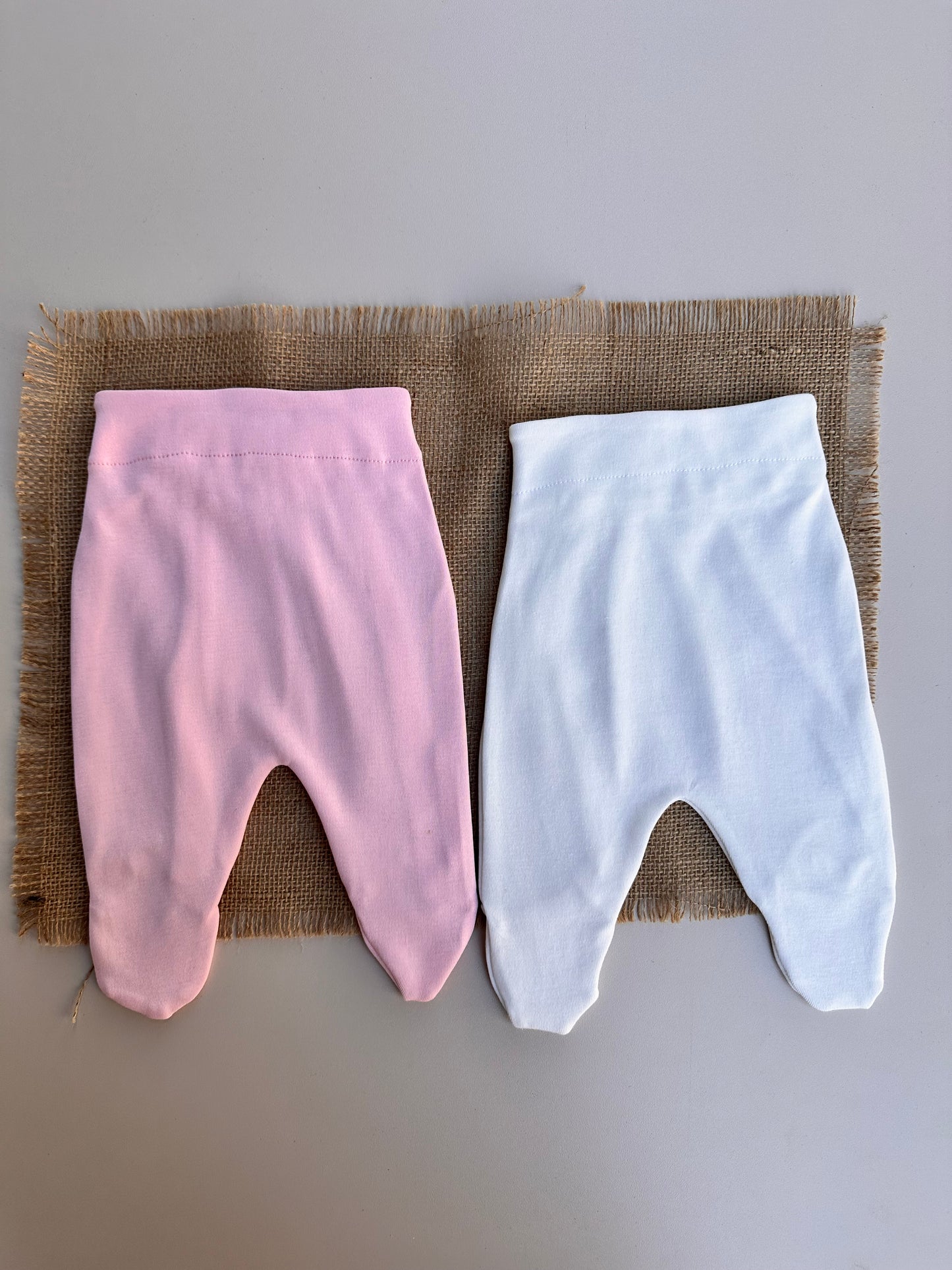 Penye Patikli Pantolon - Pembe & Ekru