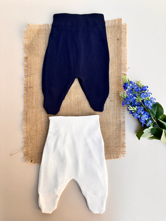 Penye Patikli Pantolon - Lacivert & Ekru