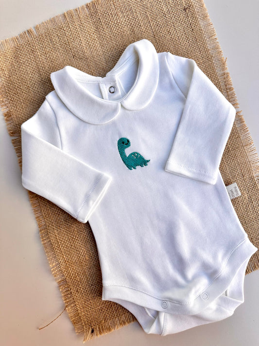 Mavi Dinozor Nakışlı Çıtçıtlı Body