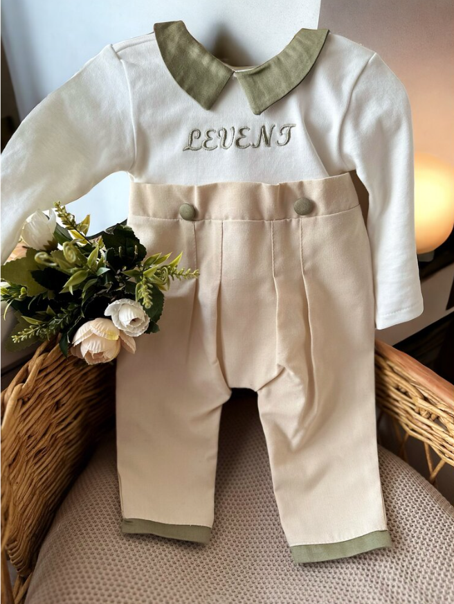 Suit with Milky Coffee Jacket that can be Written ONLY ONE Name (Pants, Overalls, Jacket, Cap)