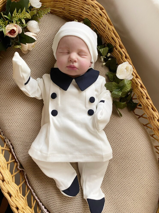 Lacivert Düğmeli Patikli Alt Üst Şapka