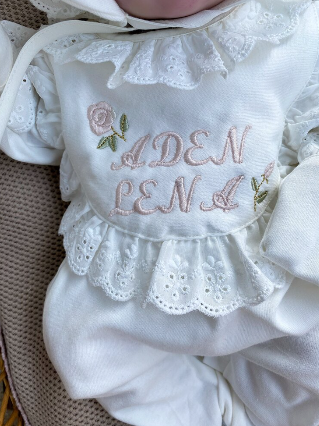 Double Named Scalloped Overalls and Hat