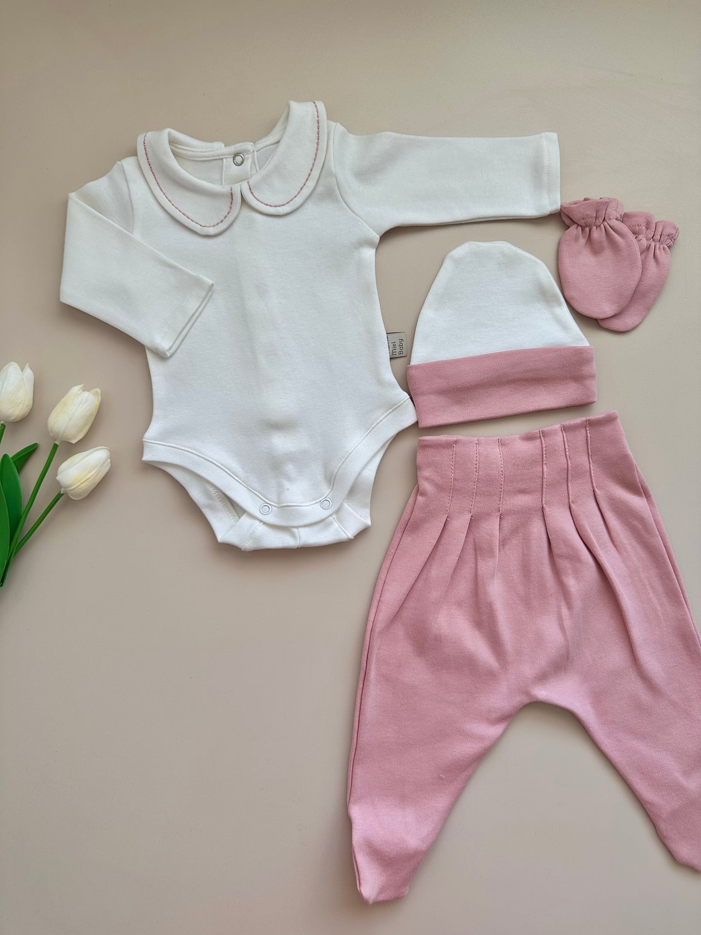 Dusty Rose 4 Piece Hospital Set (Body, Pants, Beanie and Gloves)