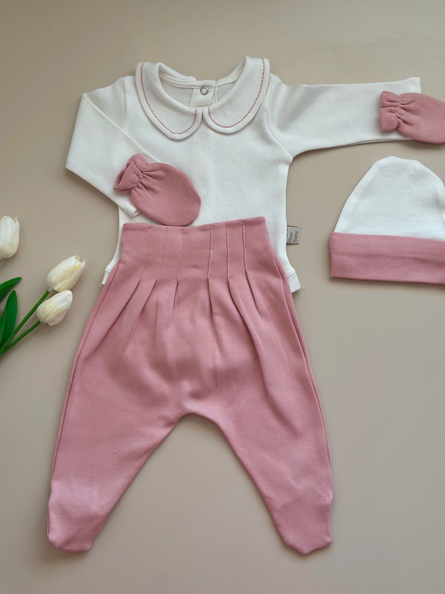 Dusty Rose 4 Piece Hospital Set (Body, Pants, Beanie and Gloves)