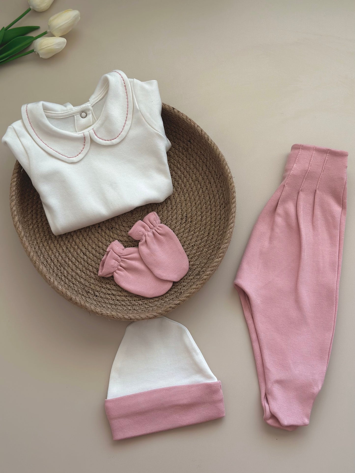 Dusty Rose 4 Piece Hospital Set (Body, Pants, Beanie and Gloves)