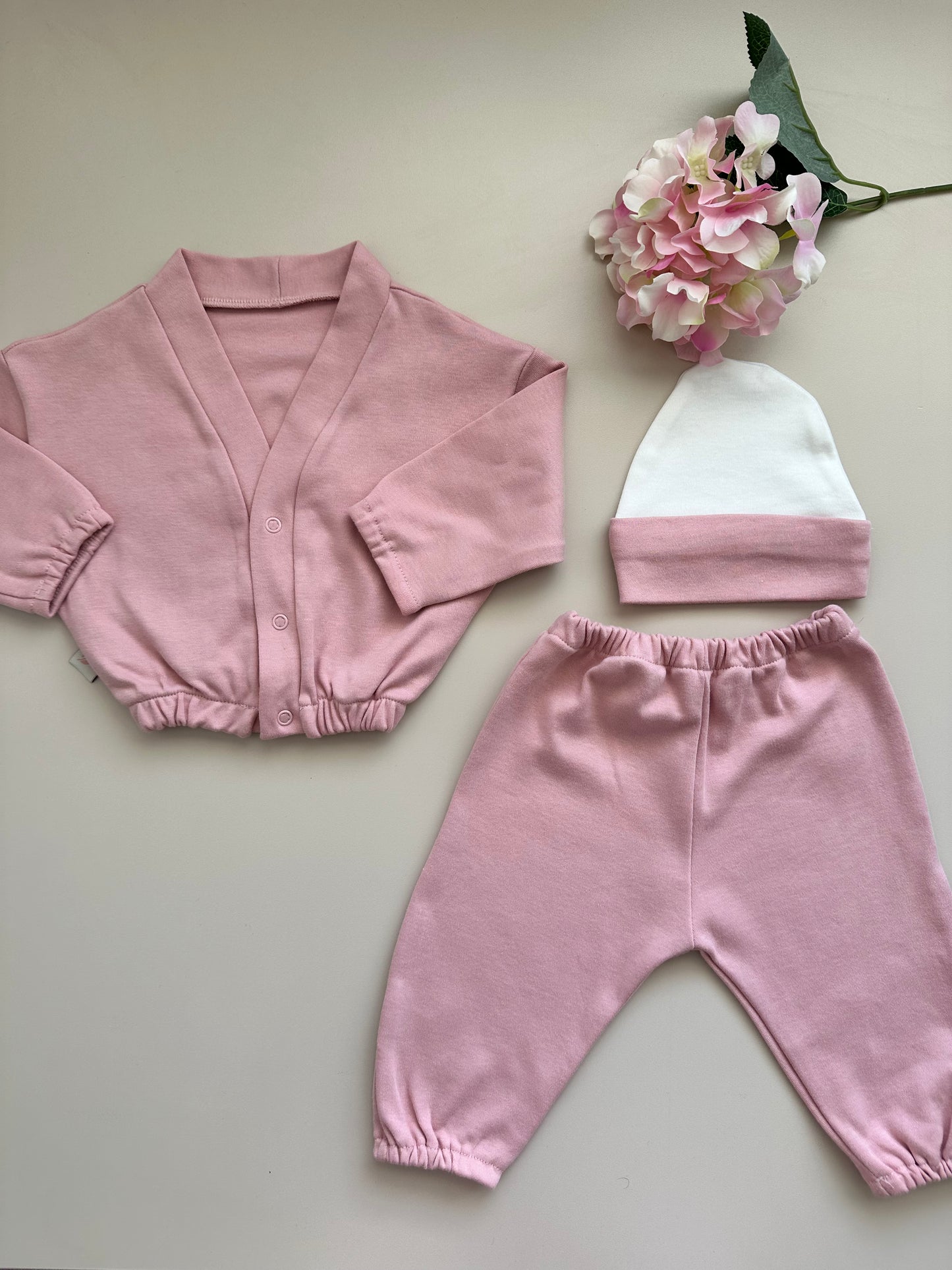 Gül Kurusu Ceket-Pantolon-Bere Takım - %100 Pamuk