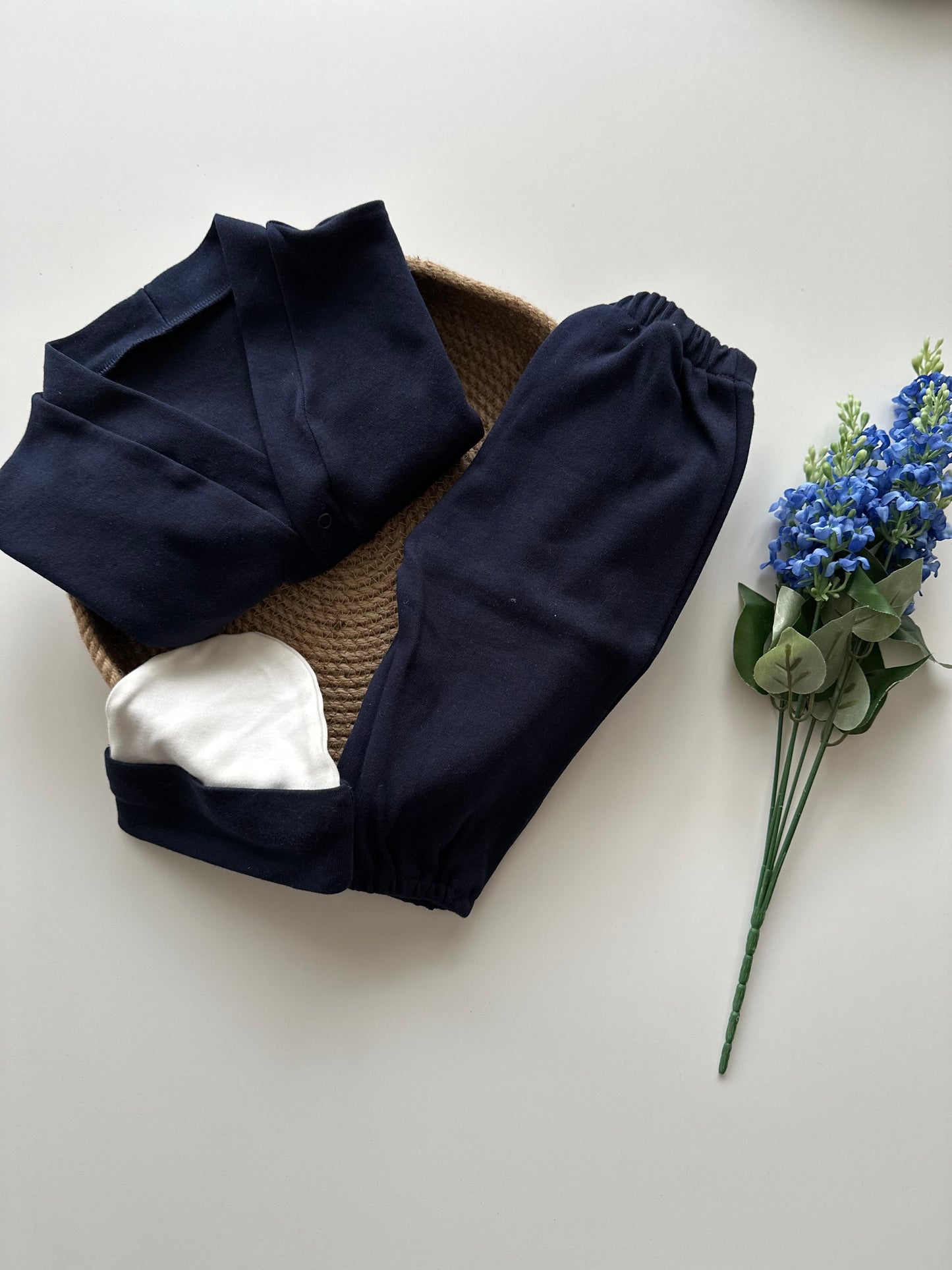 Lacivert Ceket-Pantolon-Bere Takım - %100 Pamuk