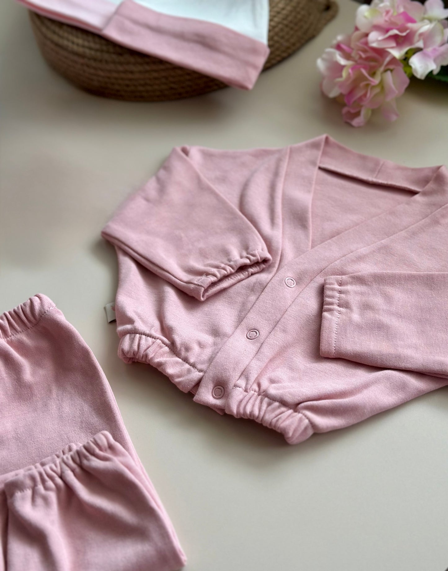 Gül Kurusu Ceket-Pantolon-Bere Takım - %100 Pamuk