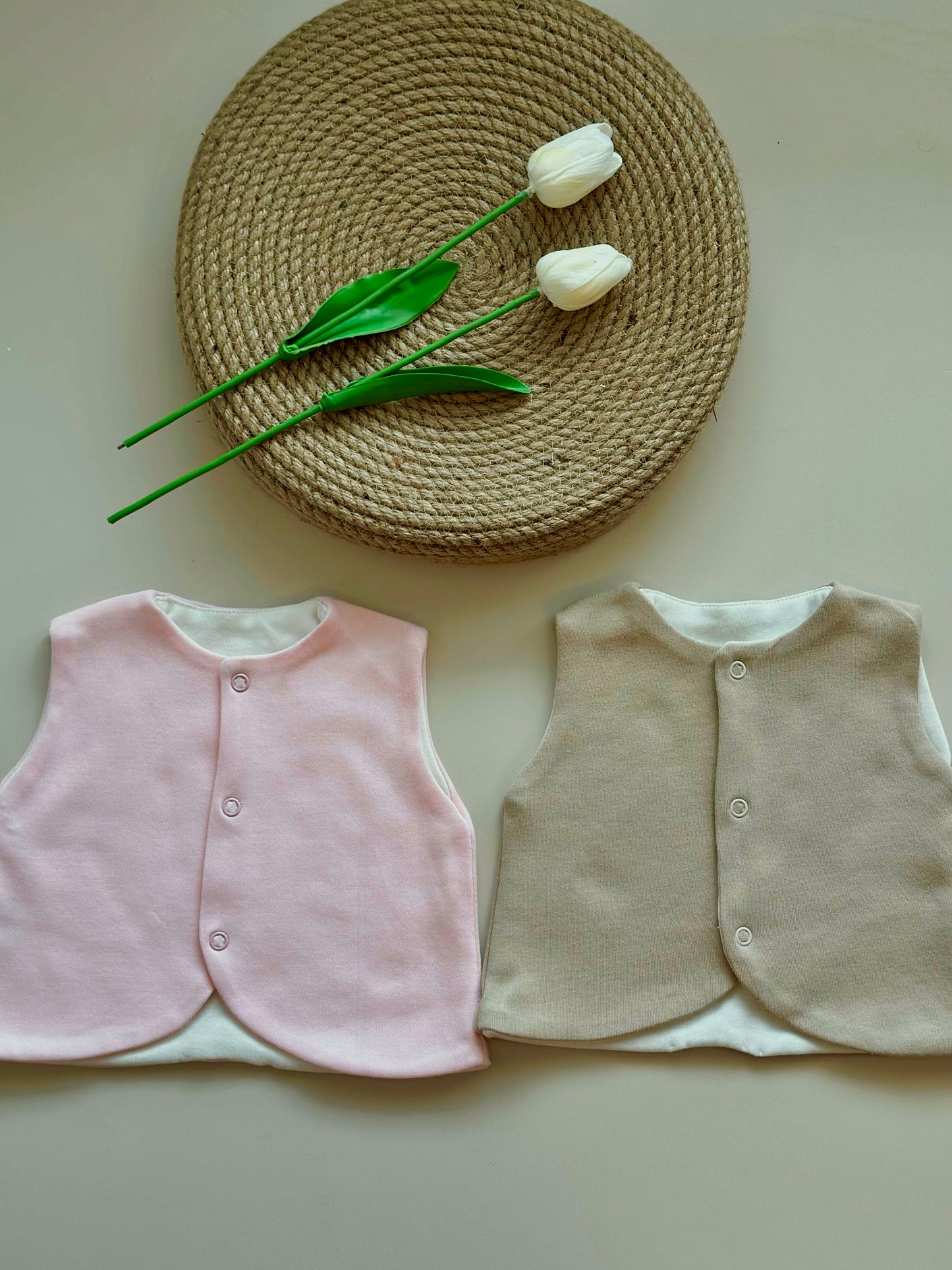 2'li Yelek - Pembe & Sütlü Kahve