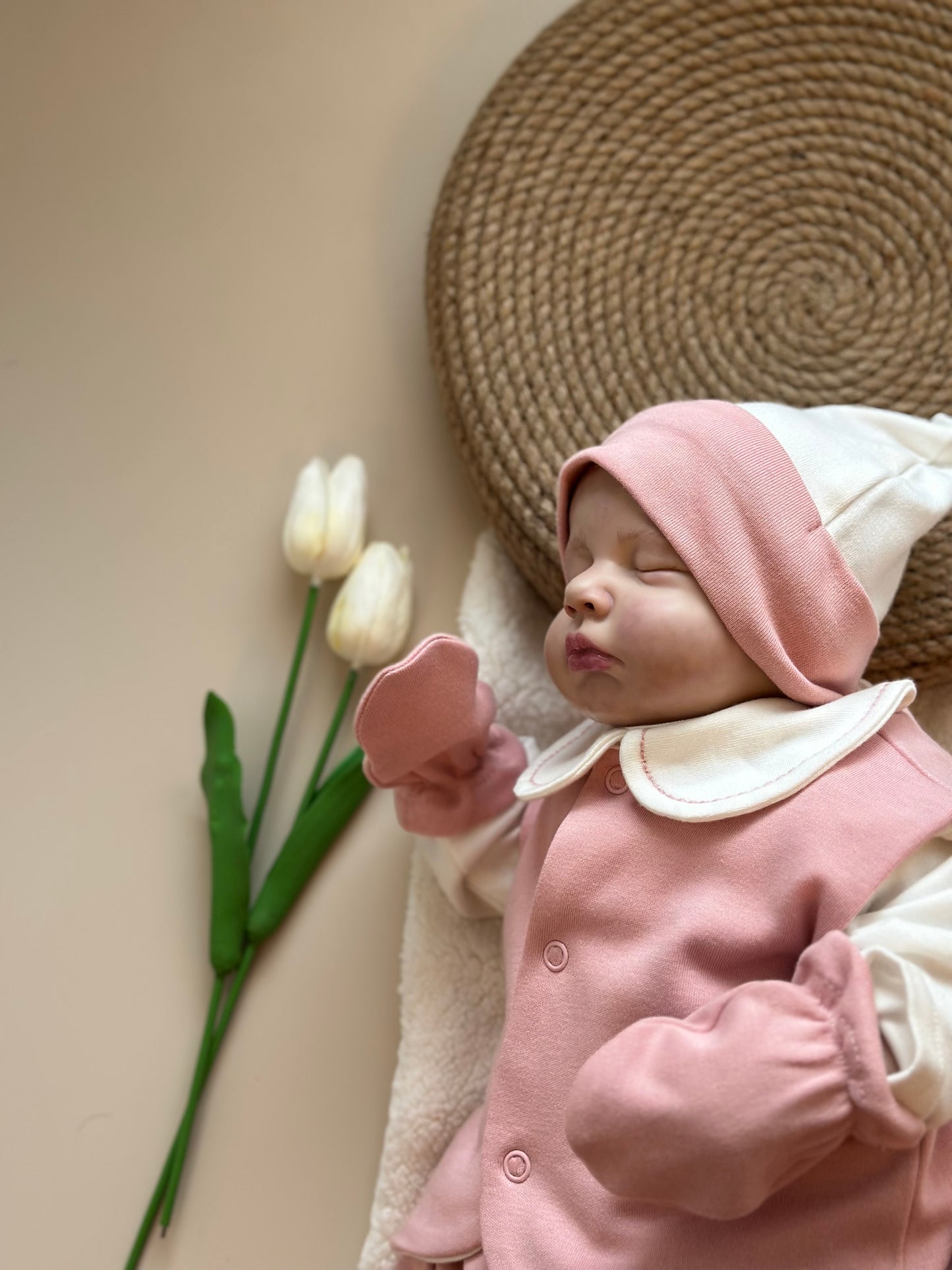 Dusty Rose 5-Pack Hospital Set (Vest, Snap Bodysuit, Pleated Trousers, Beanie, Gloves)