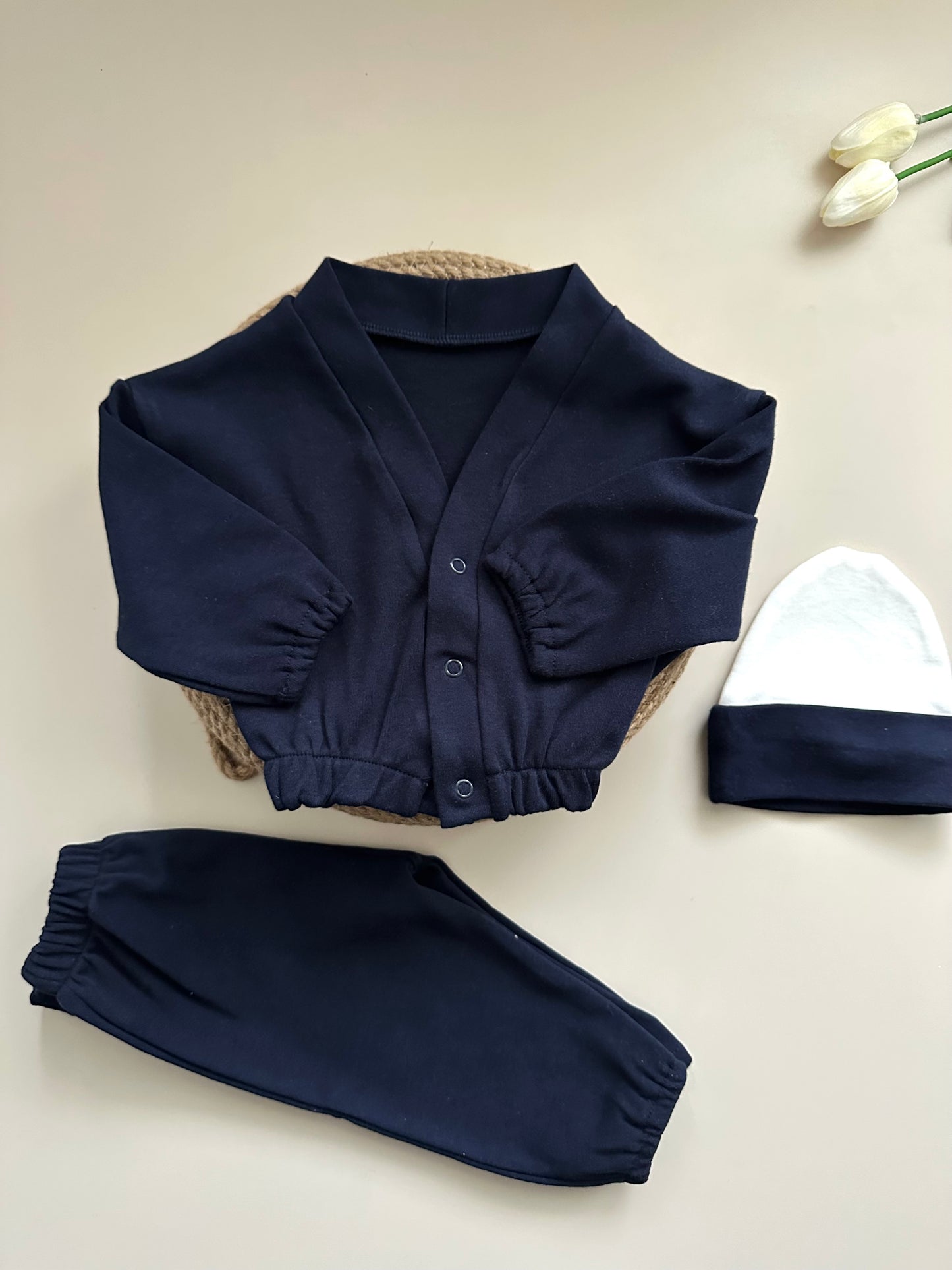 Lacivert Ceket-Pantolon-Bere Takım - %100 Pamuk