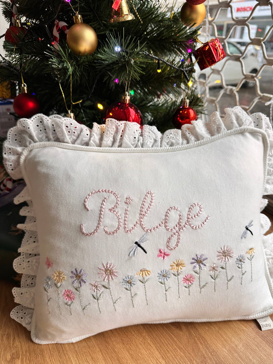 Fistolu Zincir Font Yastık - Çift İsim işlenebilir