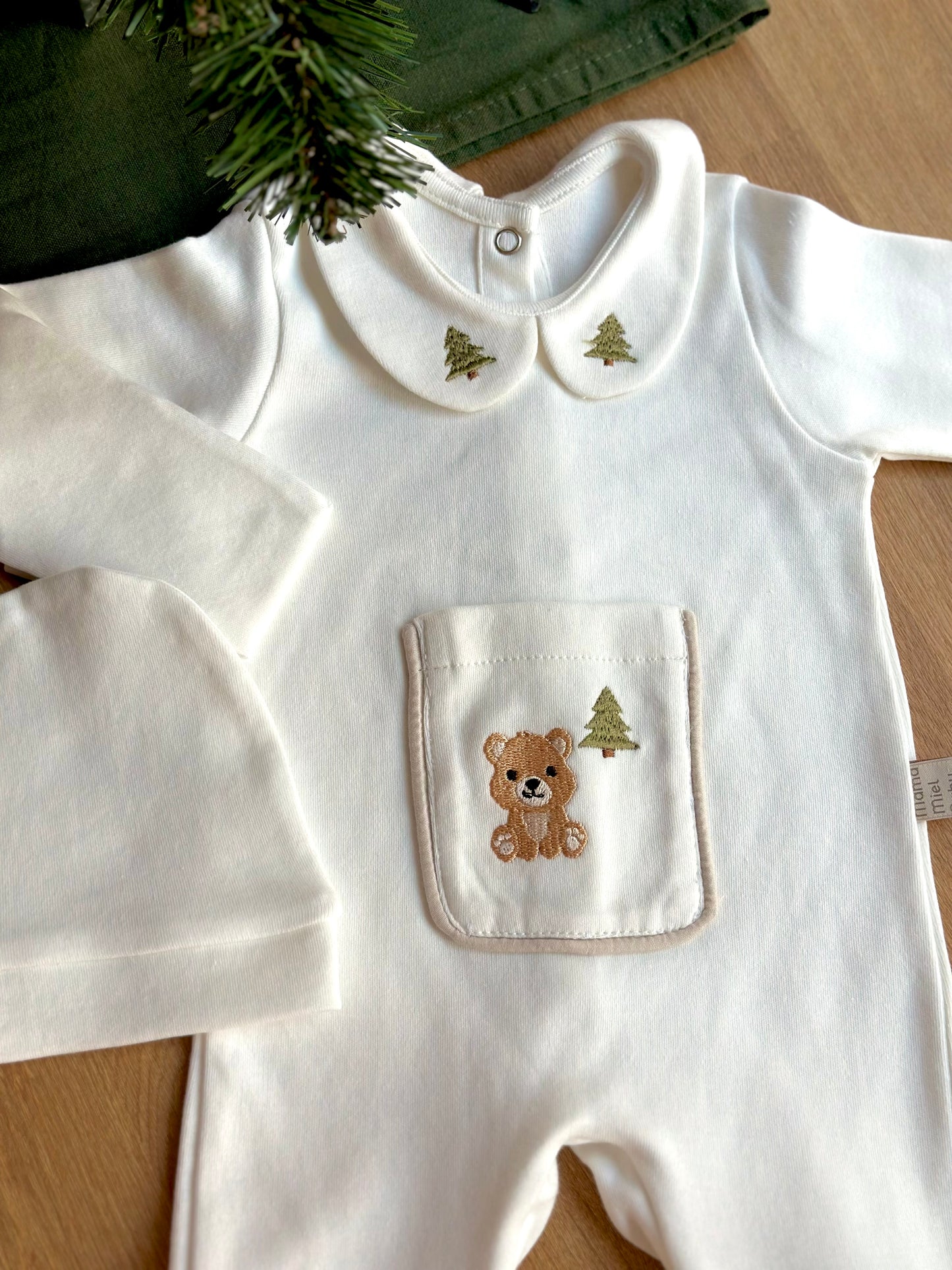 Orman Serisi - Ayılı Tulum ve Bere (Süs Cep Detaylı)