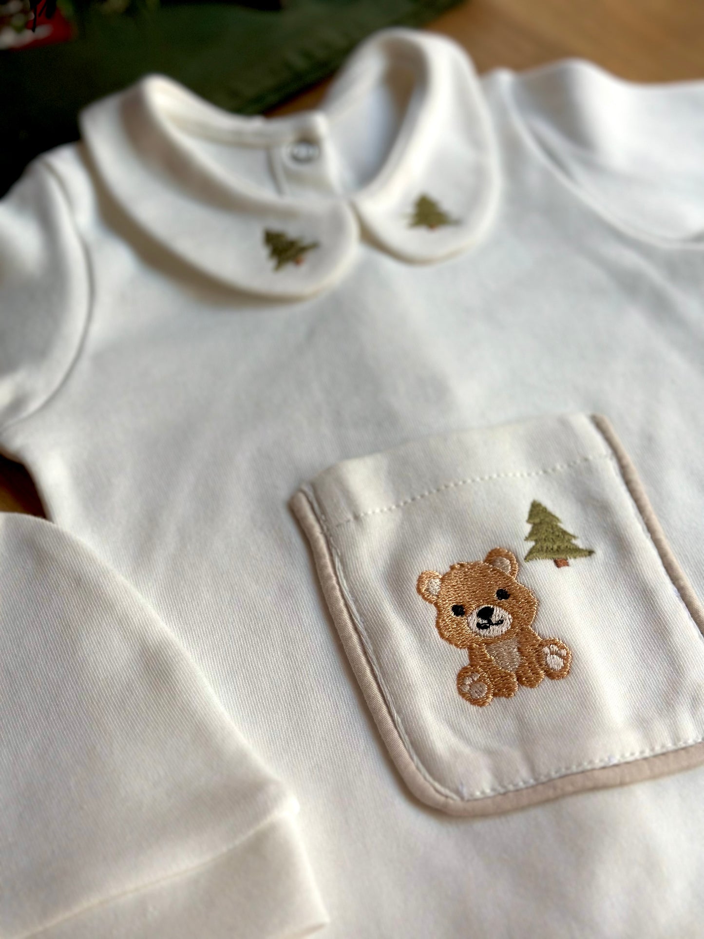 Orman Serisi - Ayılı Tulum ve Bere (Süs Cep Detaylı)