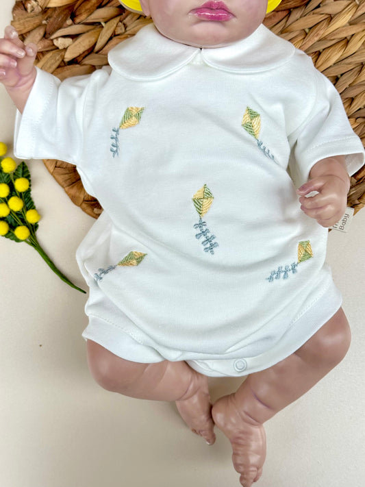 Uçurtma Nakışlı Kısa Kollu Çıtçıtlı Bebek Body