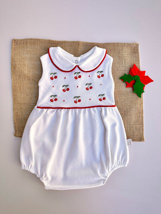 Baby Cherry Nakışlı Penye Kız Bebek Yazlık Romper