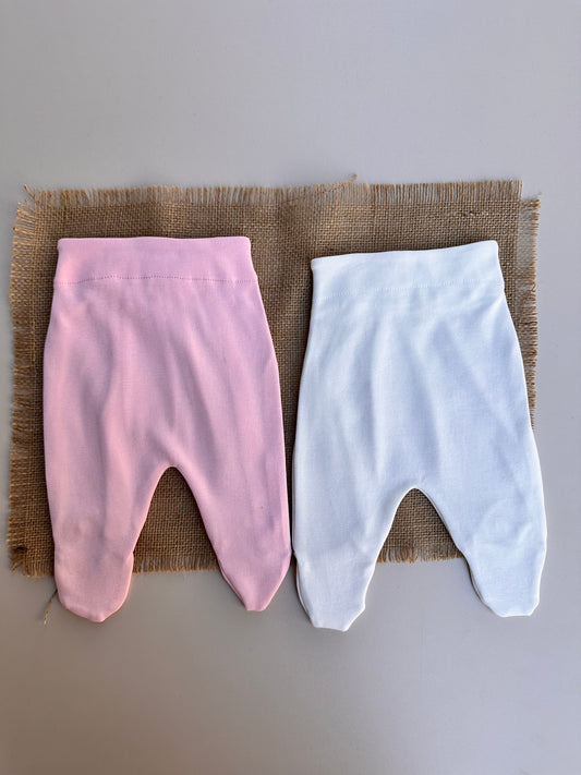 Penye Patikli Pantolon - Pembe & Ekru