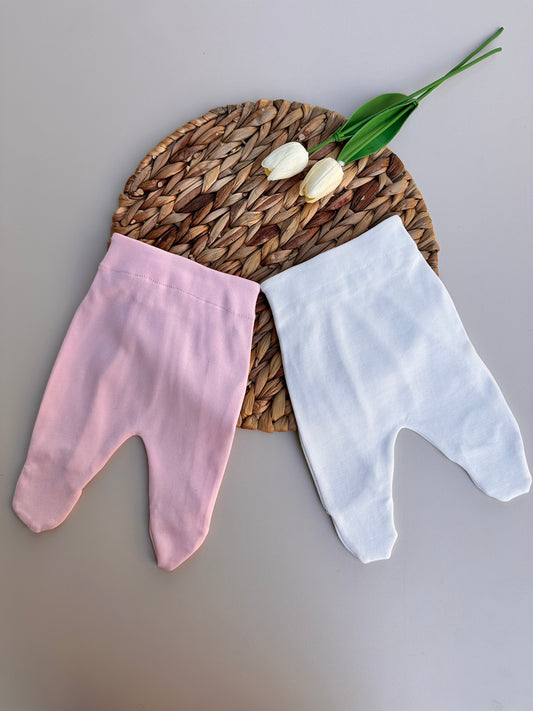 Penye Patikli Pantolon - Pembe & Ekru