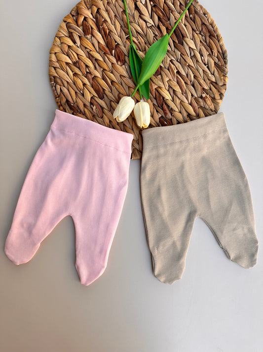 Penye Patikli Pantolon - Pembe & Sütlü Kahve