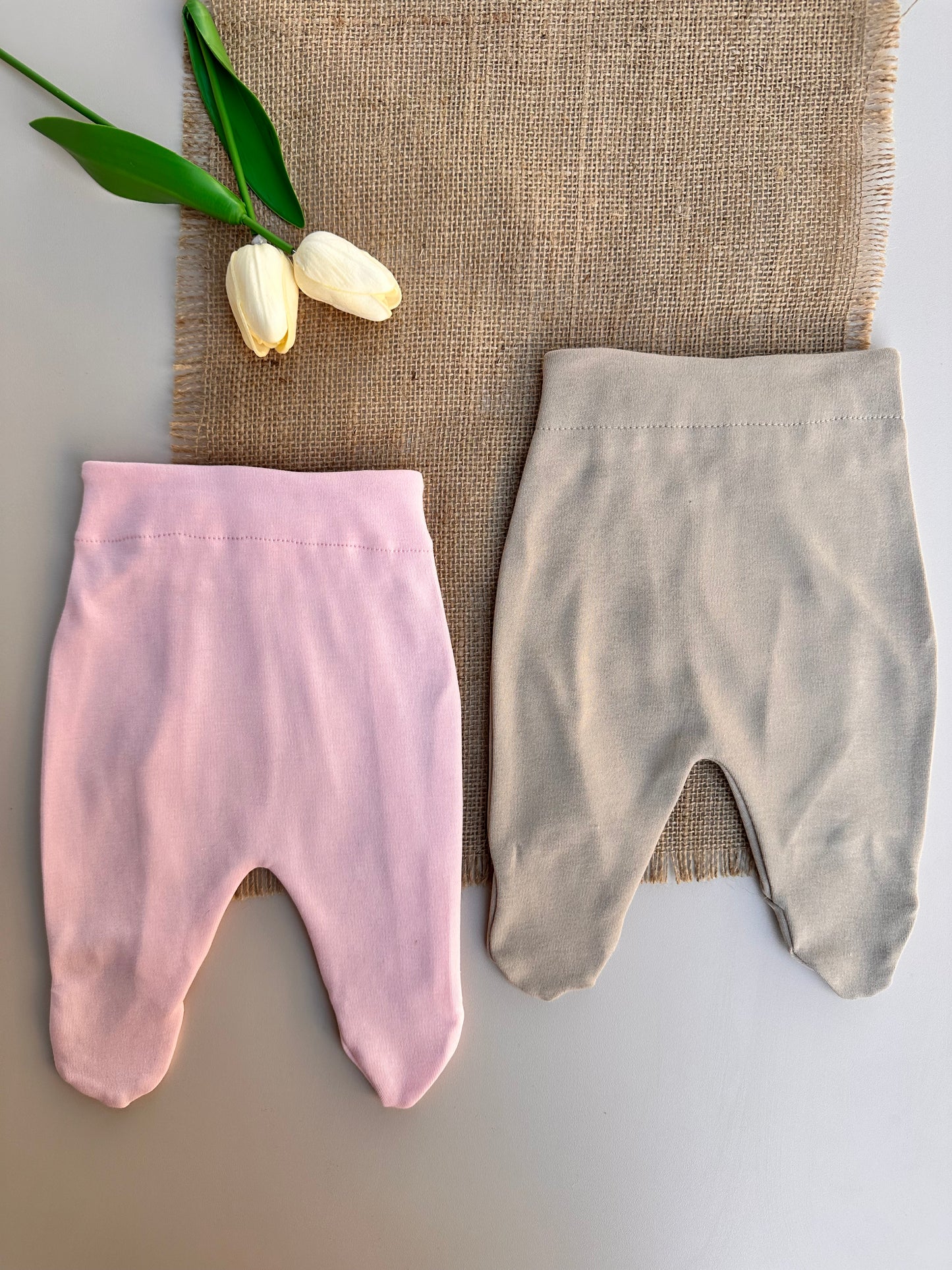 Penye Patikli Pantolon - Pembe & Sütlü Kahve