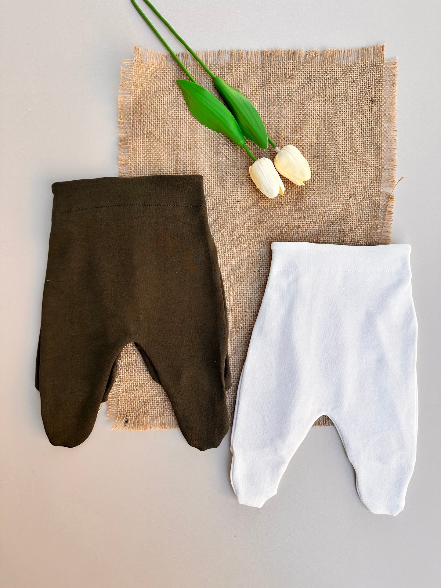 Penye Patikli Pantolon - Haki & Ekru