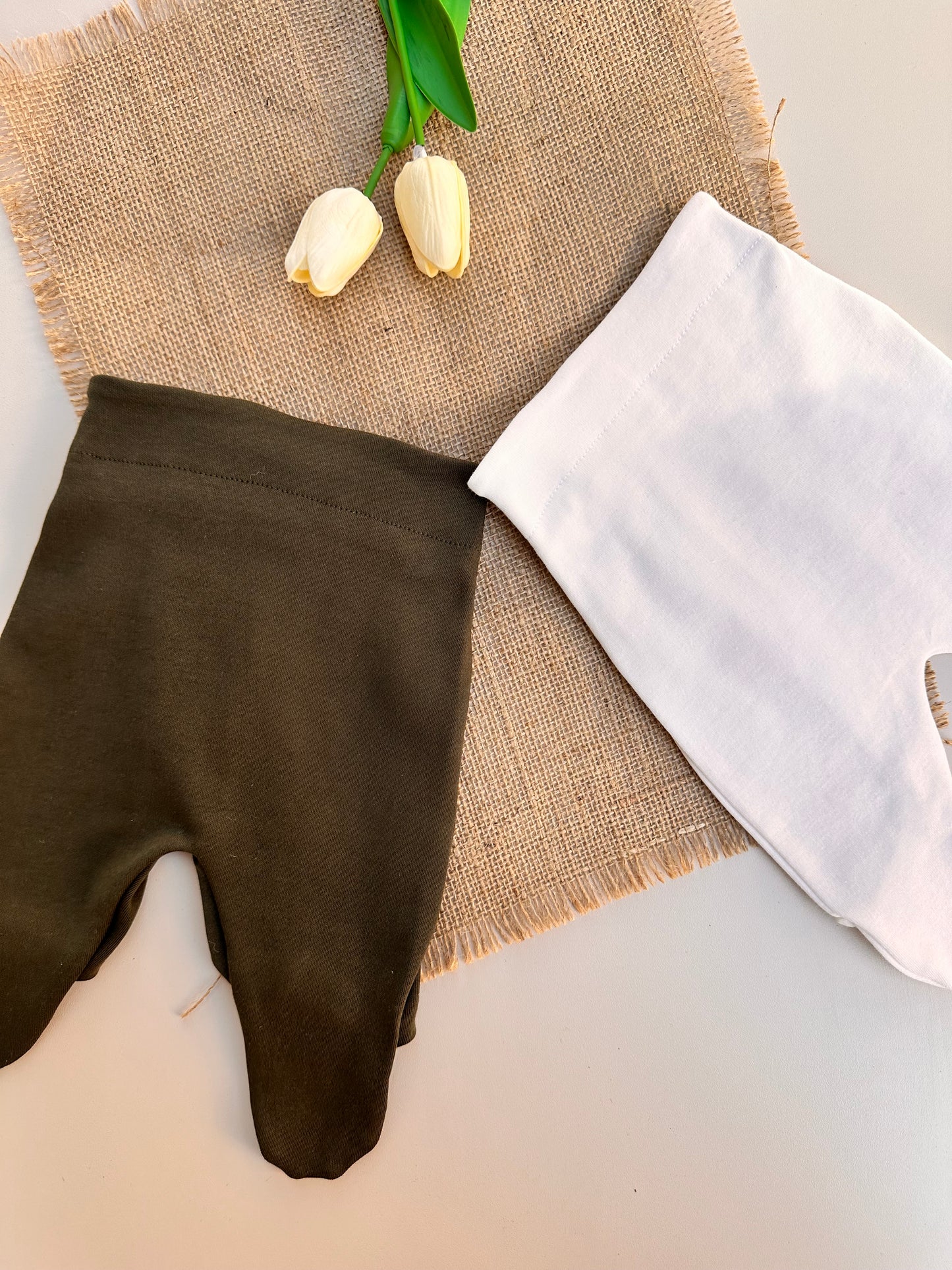 Penye Patikli Pantolon - Haki & Ekru