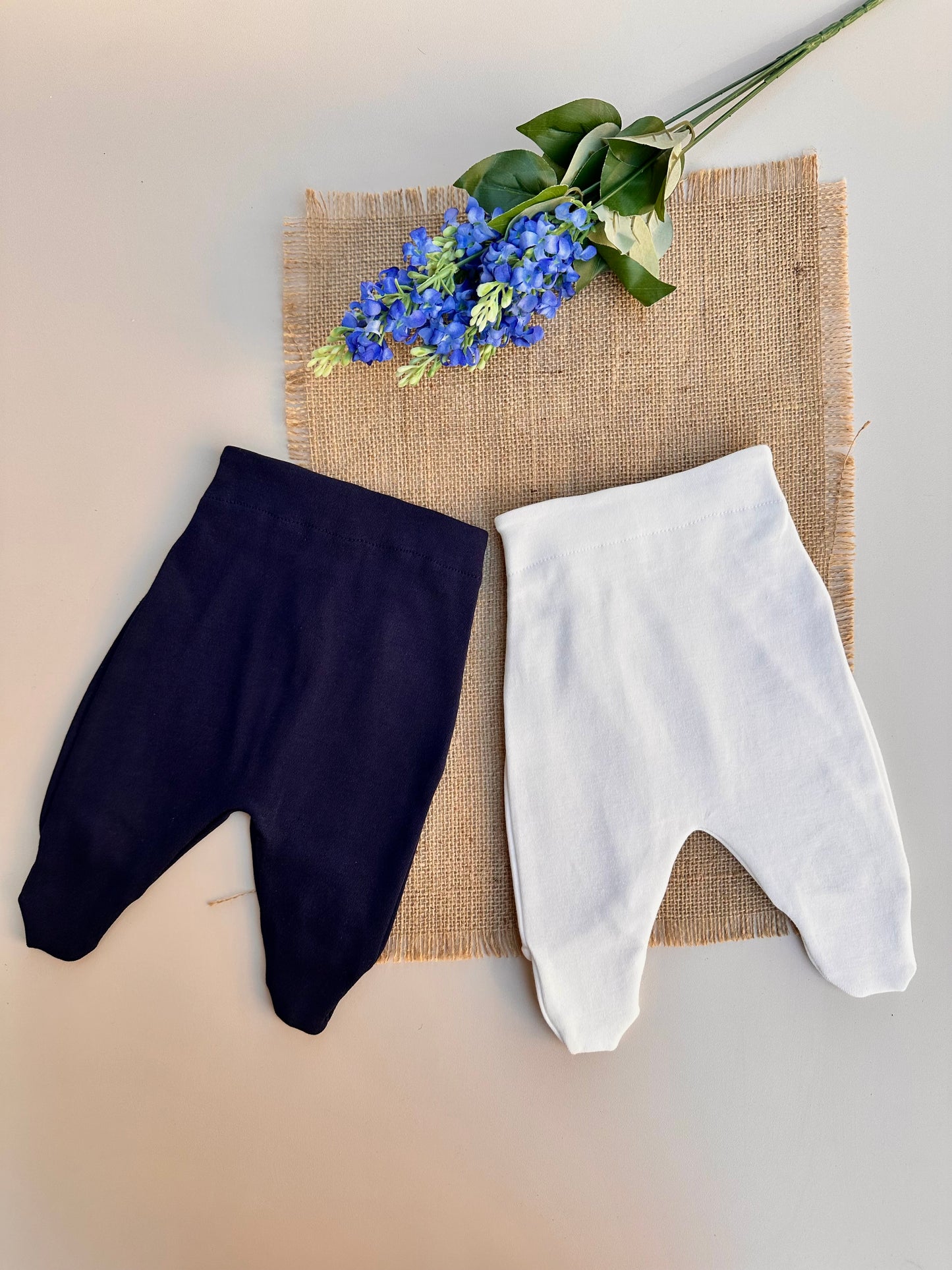 Penye Patikli Pantolon - Lacivert & Ekru