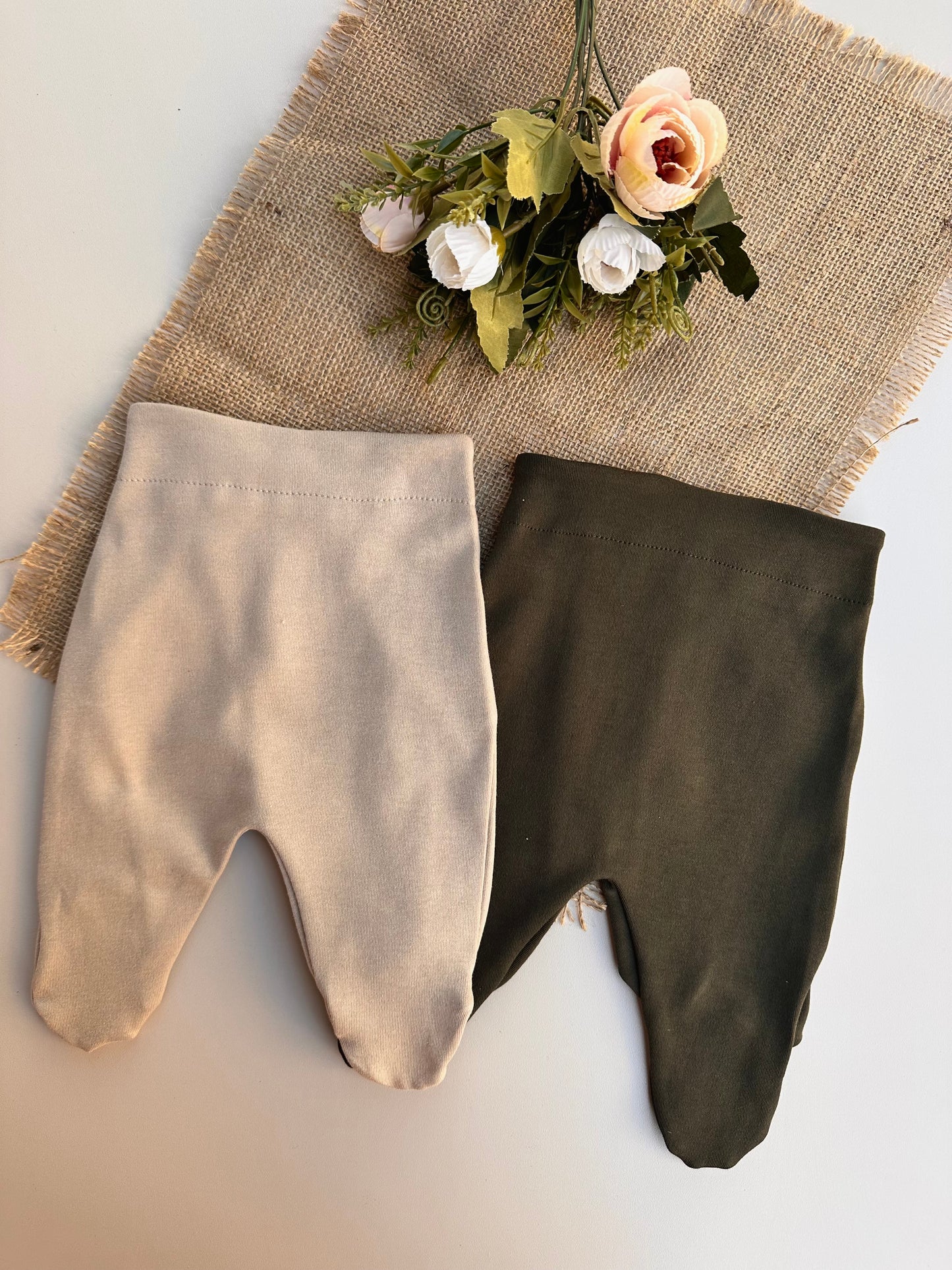 Penye Patikli Pantolon - Haki & Sütlü Kahve