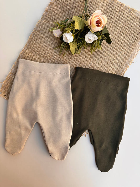 Penye Patikli Pantolon - Haki & Sütlü Kahve