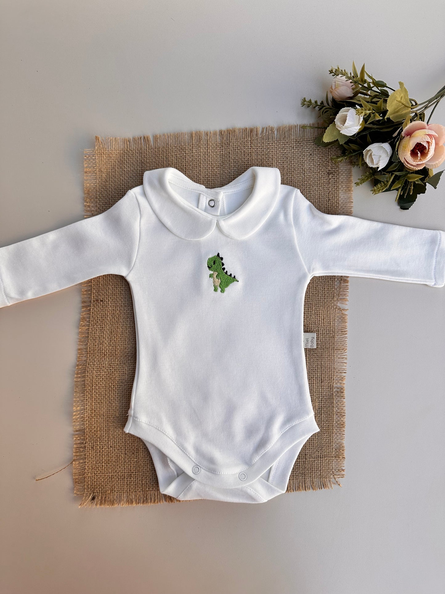 Yeşil Dinozor Nakışlı Çıtçıtlı Body