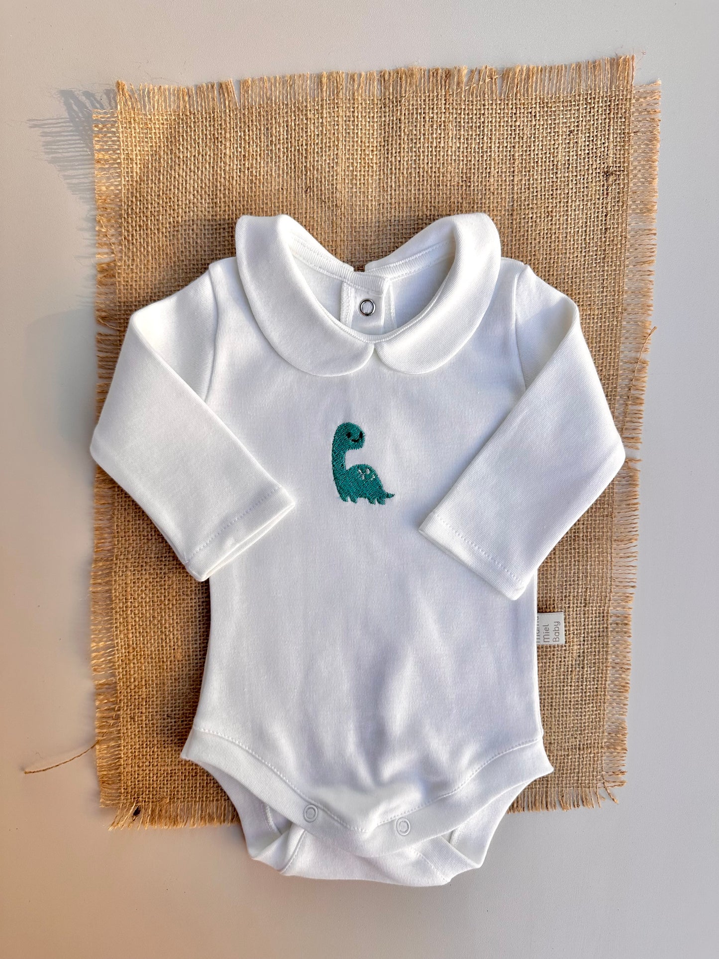 Mavi Dinozor Nakışlı Çıtçıtlı Body