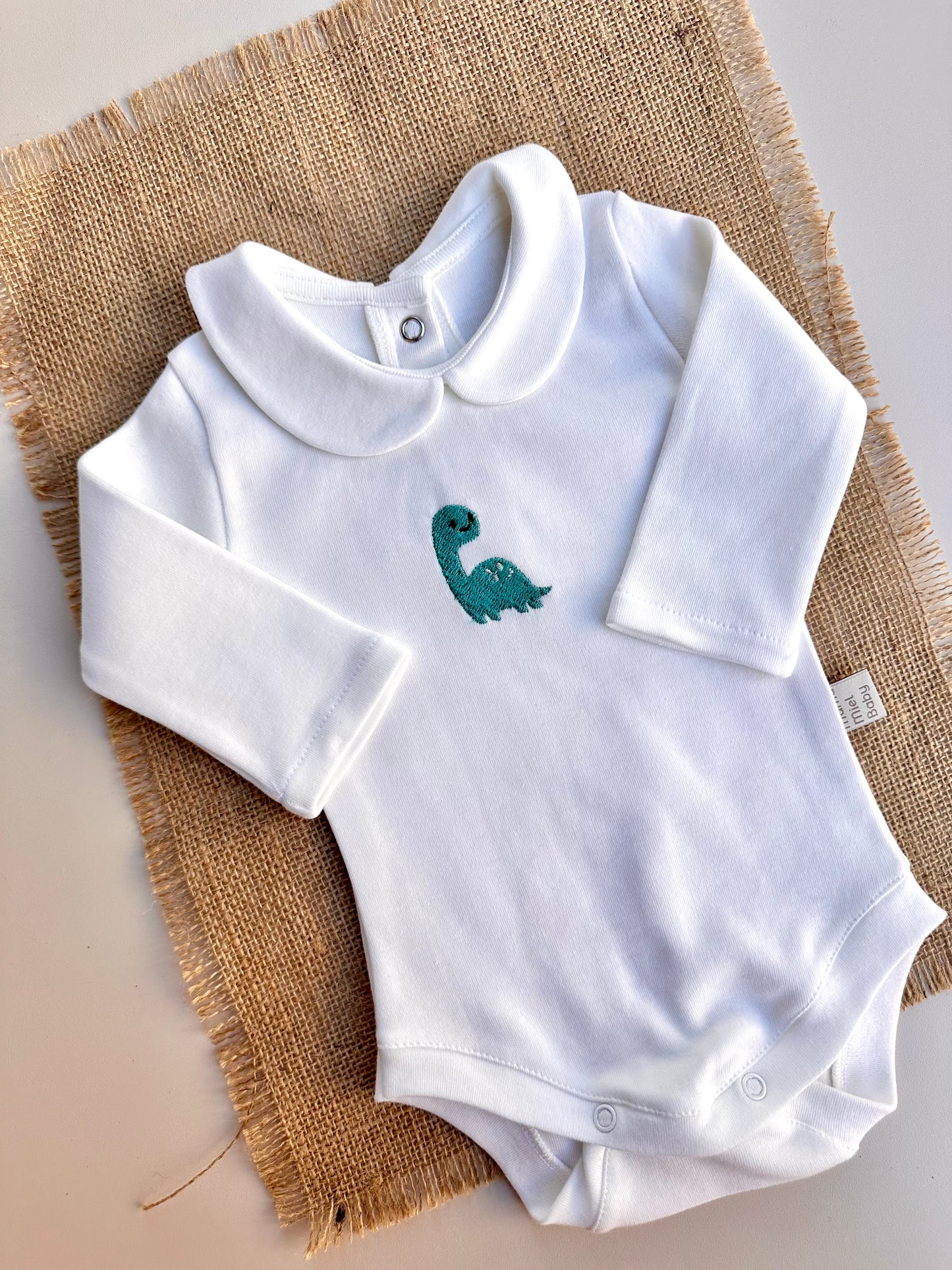 Mavi Dinozor Nakışlı Çıtçıtlı Body