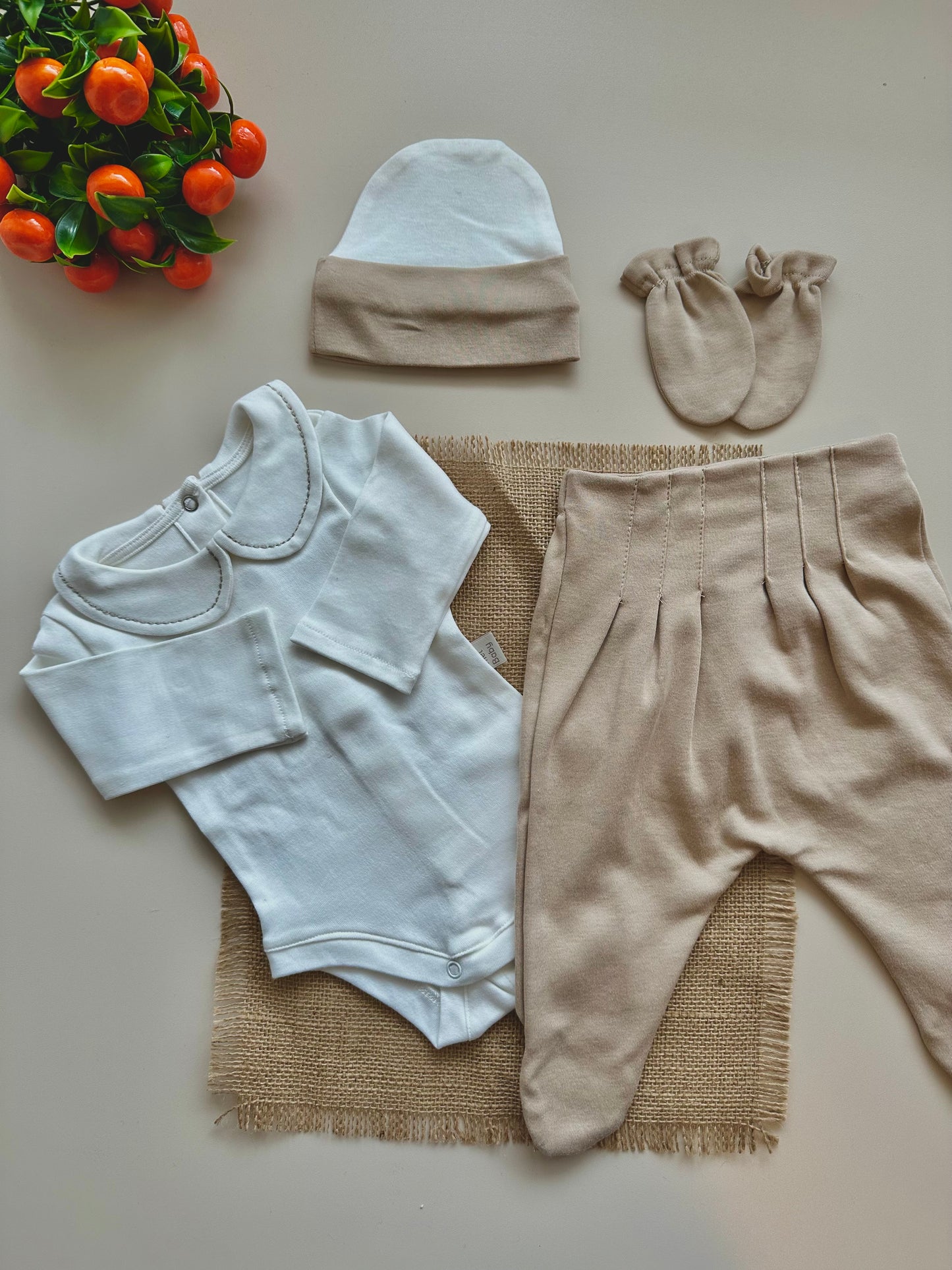 Milk Coffee 4 Piece Hospital Set (Body, Trousers, Beanie and Gloves)