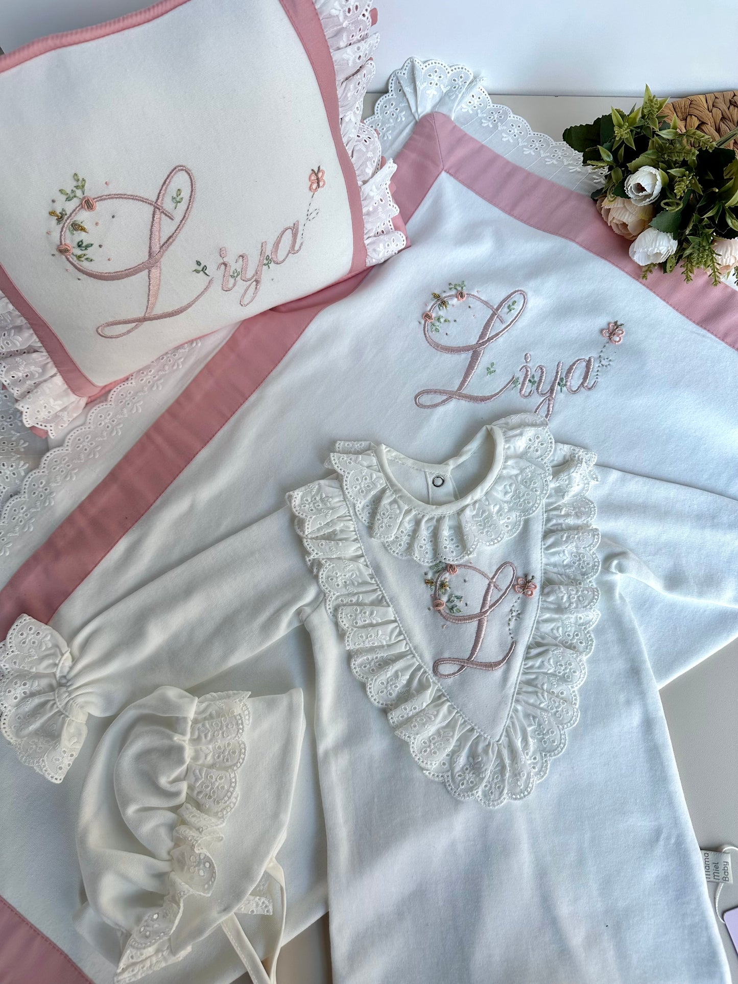 Rüya Takım - Gül Kurusu (Tulum, şapka, battaniye, yastık)