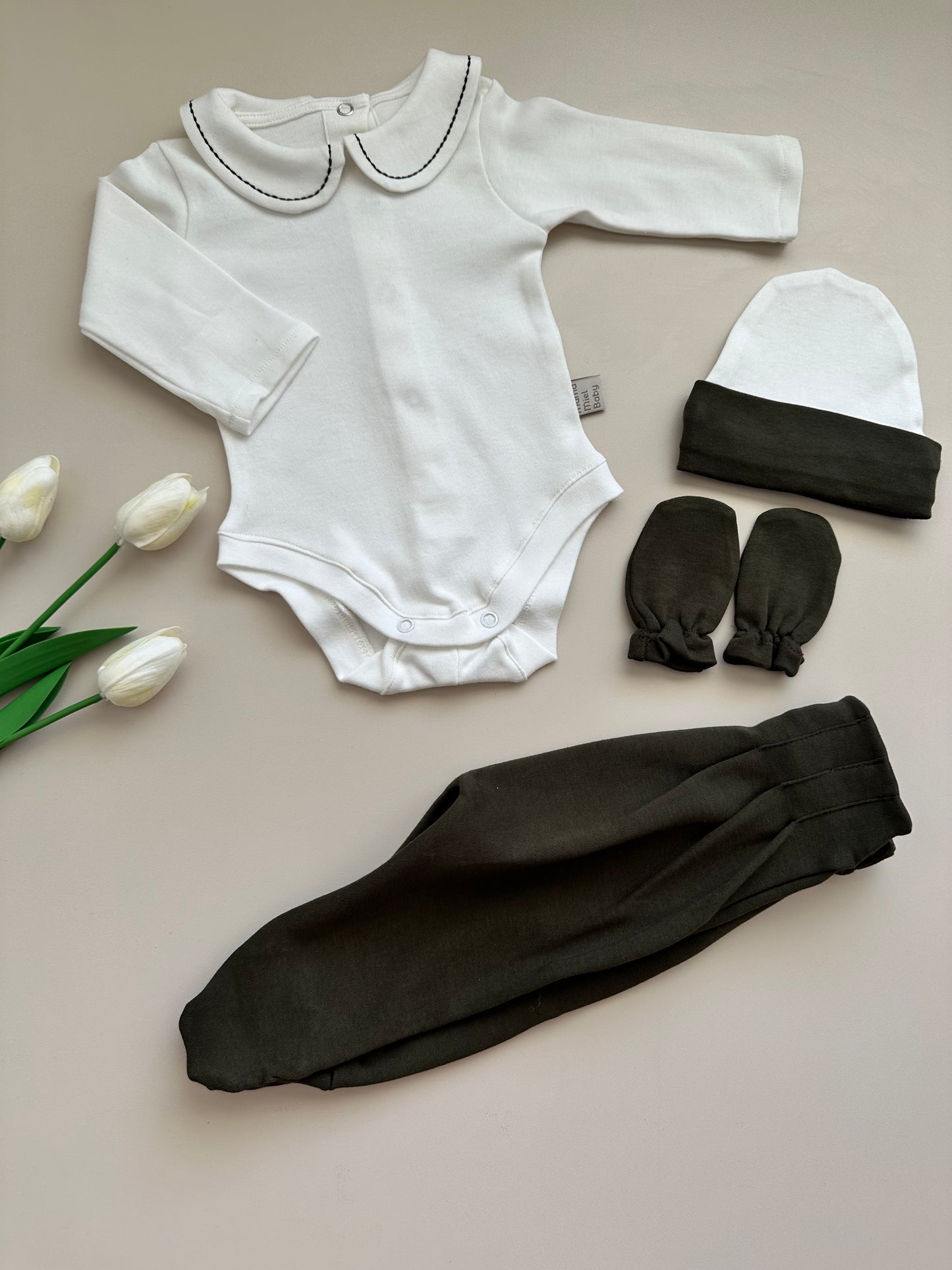 Khaki 4 Piece Hospital Set (Body, Pants, Beanie, Gloves)