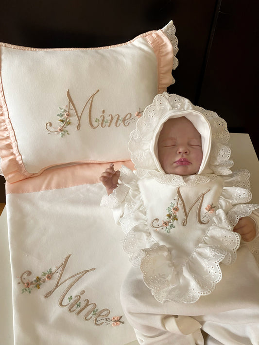 Dream Team - Salmon (Overalls, hat, pillow, blanket set)