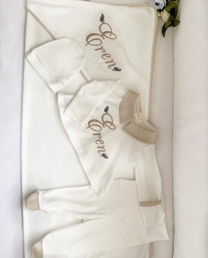 Milky Coffee Named Top, Bottom, Hat, Pillow and Blanket Set