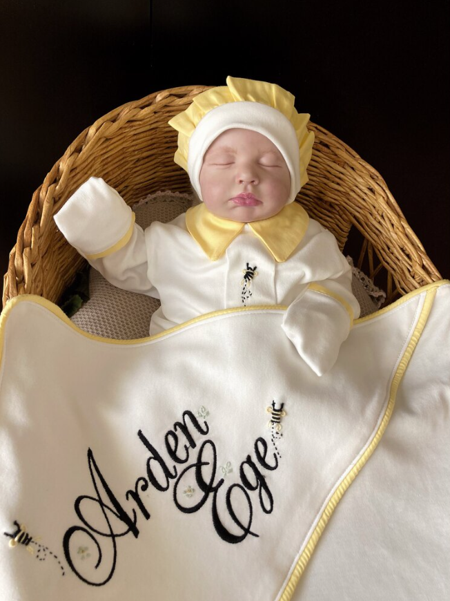 Handmade Male Bee Set (Overalls, hat, blanket, pillow)