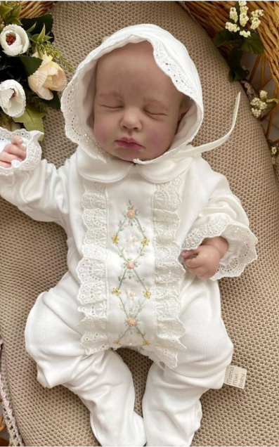 Diamond Pattern Hand Embroidered Overalls and Hat