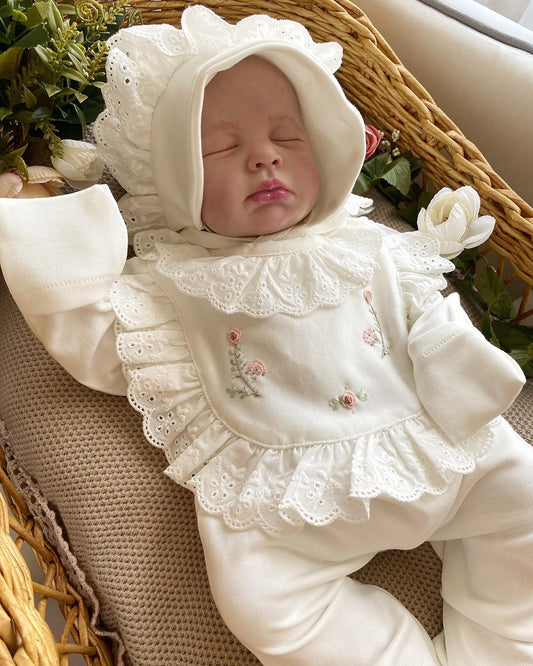 Scalloped Branch Flowered Overalls Hat