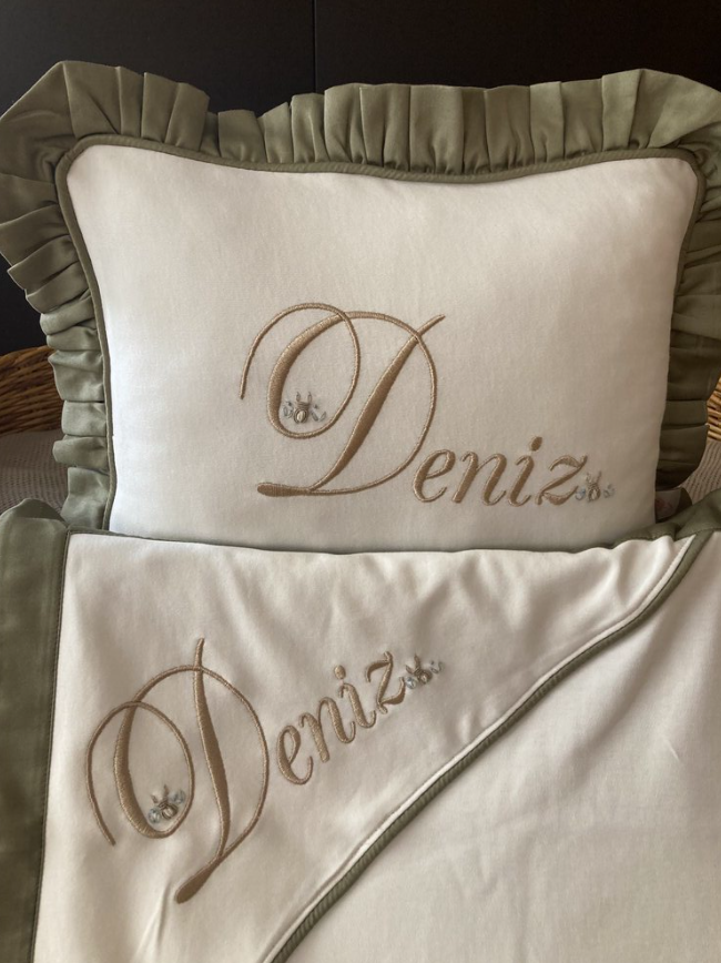 Hand Embroidered Khaki Rabbit Set