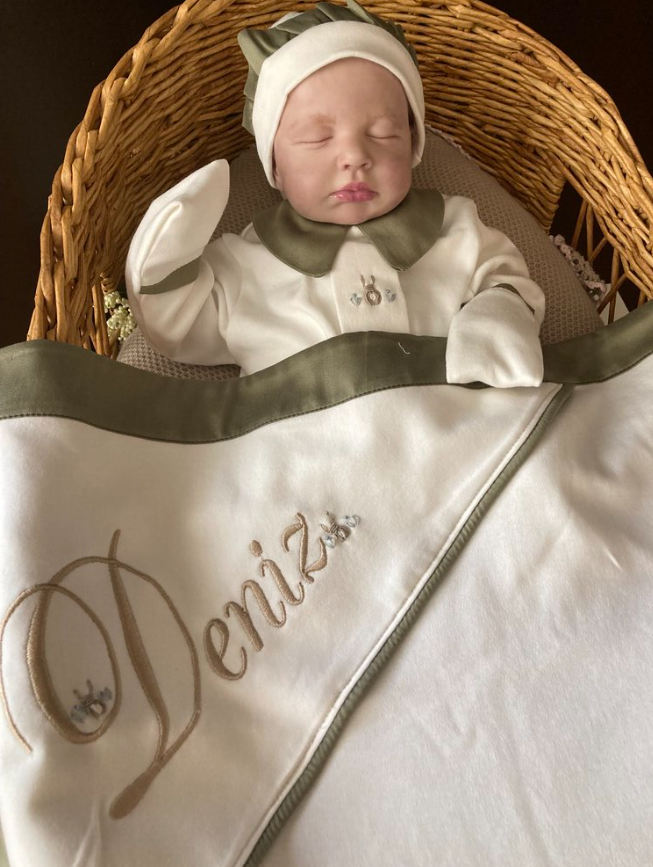 Hand Embroidered Khaki Rabbit Set