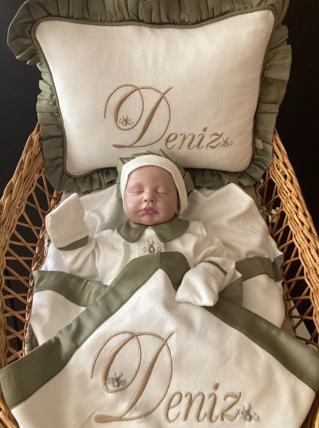 Hand Embroidered Khaki Rabbit Set